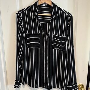 Express black white stripe button down shirt